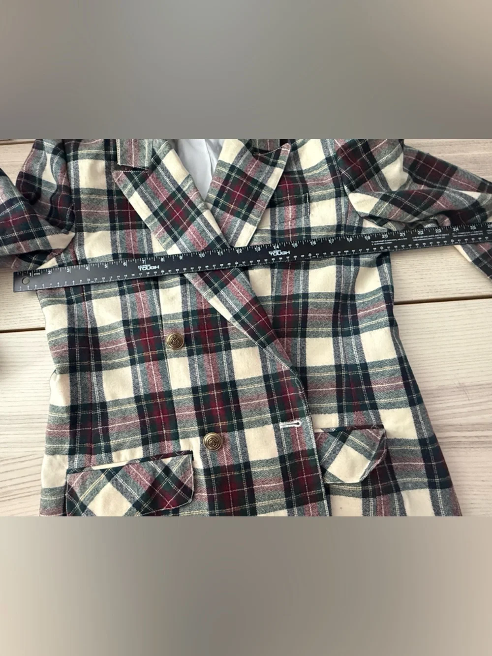 Vintage Giorgio Sant'Angelo Tartan Plaid 12 Linen Blend Blazer 100% pure wool